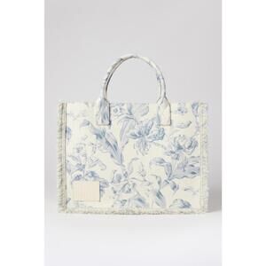 Sandro Blue Floral Kasbah Tote Bag with Stains